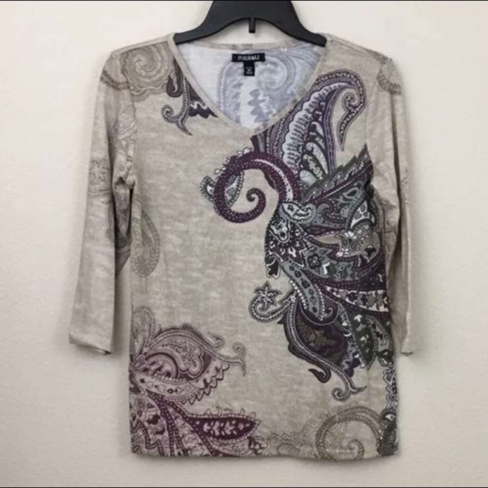 roz & Ali paisley blouse petite XS